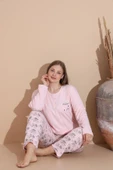 Lindros Kadın Pamuk'lu Düğme Yaka Raporlu İnterlok KIŞLIK Battal Pijama Takımı 05150P - 1 Adet   2XL Pembe thumbnail 1