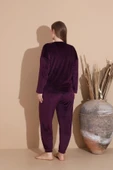Boyraz Kadın KIŞLIK Fransız Kadife Büyük Beden Bisiklet Yaka Uzun Kol Pijama Takımı 03143 - 1 Adet  4XL Mor thumbnail 6