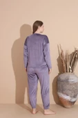 Boyraz Kadın KIŞLIK Fransız Kadife Büyük Beden Bisiklet Yaka Uzun Kol Pijama Takımı 03139 - 1 Adet  3XL Açık Mor thumbnail 7