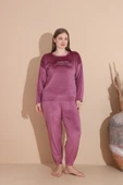 Boyraz Kadın KIŞLIK Fransız Kadife Büyük Beden Bisiklet Yaka Uzun Kol Pijama Takımı 03147 - 1 Adet  5XL Gül Kurusu thumbnail 5