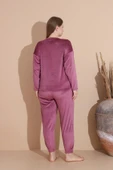 Boyraz Kadın KIŞLIK Fransız Kadife Büyük Beden Bisiklet Yaka Uzun Kol Pijama Takımı 03147 - 1 Adet  4XL Gül Kurusu thumbnail 7