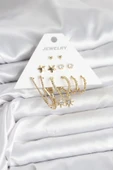 6 Çift Kadın Küpe Seti Gold Renk - TJ-BKP11318 - 1