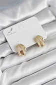 Zirkon Taşlı Gold Renk Kadın Küpe - TJ-BKP11304 - 1
