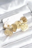 Çiçek Model Gold Renk Pirinç Kadın Küpe - TJ-BKP11293 - 1