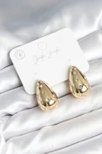 Damla Model Pirinç Gold Renk Kadın Küpe - TJ-BKP11289 - 1