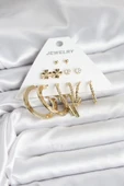 Pirinç Gold Renk 6 Çift Kadın Küpe Seti - TJ-BKP11325 - 1
