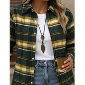 Lucky Life Kadın Uzun Kollu Kare Desenli önden Düğmeli Dokuma Gömlek - 1