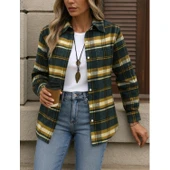 Lucky Life Kadın Uzun Kollu Kare Desenli önden Düğmeli Dokuma Gömlek - 2