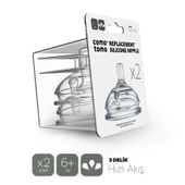 Comotomo Silikon 2'Li Biberon Emziği Hızlı Akış 6+ Ay - 1