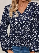 Lucky Life Lucky Life Kadın Uzun Kollu V Yakalı çiçek Desenli Modal Bluz thumbnail 5