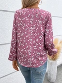 Lucky Life Lucky Life Kadın Uzun Kollu V Yakalı çiçek Desenli Modal Bluz thumbnail 7