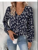 Lucky Life Lucky Life Kadın Uzun Kollu V Yakalı çiçek Desenli Modal Bluz thumbnail 2