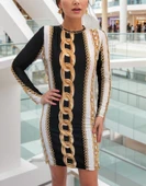 Lucky Life Kadın Uzun Kollu Bisiklet Yaka Scuba Midi Boy Elbise thumbnail 6