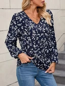 Lucky Life Lucky Life Kadın Uzun Kollu V Yakalı çiçek Desenli Modal Bluz thumbnail 1