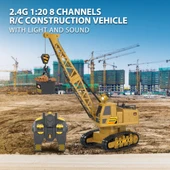 Şarjlı Işıklı Sesli Kumandalı Duman Atan 1:20 Ölçek Oyuncak Vinç thumbnail 4