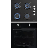 Kumtel Ankastre Set KO-40TAHDF Gaz Emniyetli Cam Ocak ve 3 Programlı A+ Sınıfı Siyah Ankastre Fırın thumbnail 1