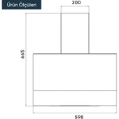 Kumtel Antrasit (Gri) Dokunmatik Cam Davlumbaz DA6-835 thumbnail 3