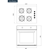 Kumtel Ankastre Set KO-40TAHDF Gaz Emniyetli Cam Ocak ve 3 Programlı A+ Sınıfı Siyah Ankastre Fırın thumbnail 4