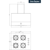 Kumtel Metalik Gri 2’li Ankastre Cam Set (Ocak-Davlumbaz) thumbnail 4