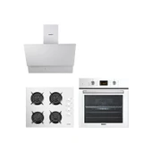 Kumtel Beyaz Cam Digital / Dokunmatik Ankastre Set - 8 Programlı (KO-40 TAHDF Ocak B66-Sf2 Ddt Fırın DA6-835 Davlumbaz) thumbnail 1