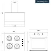 Kumtel Rustik Seri Siyah Cam Yüzey 4 Gözlü Ankastre Ocak A Enerji Sınıfı Modern Tasarım thumbnail 5