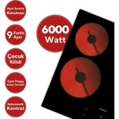 Kumtel Vitroseramik Elektrikli Siyah Cam Ankastre Ocak HV6-04T thumbnail 2