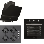 Kumtel Black Argento Button 3'lü Cam Ankastre Set thumbnail 1