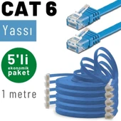5 adet 1 Metre IRENIS CAT6 Kablo Yassı Ethernet Network Lan Ağ Kablosu thumbnail 3