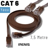 IRENIS 7,5 Metre CAT6 Kablo Yassı Ethernet Network Lan Ağ İnternet Kablosu thumbnail 10