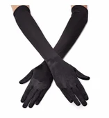 Siyah Renk Dirseğe Kadar Uzun Kumaş Eldiven - 1