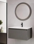 Denko Belgrad 81 cm (Çimento Gri) Banyo Dolabı Takımı thumbnail 1