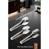 3’lü İnox Çelik Mutfak Maşa Seti - Makarna Pasta Salata Çok Amaçlı Maşa 3 lü SET - 1
