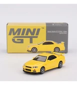 Mini GT 762 Nissan Skyline GT-R (R34) V-Spec Lightning Yellow 1/64 Model Araba thumbnail 1
