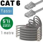 5 adet 1 Metre IRENIS CAT6 Kablo Yassı Ethernet Network Lan Ağ Kablosu thumbnail 5