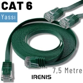 IRENIS 7,5 Metre CAT6 Kablo Yassı Ethernet Network Lan Ağ İnternet Kablosu thumbnail 7