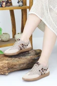 Emax Leopar Detaylı Bej Kadın Spor Ayakkabı – Günlük Rahat Kalıp Sneaker thumbnail 2