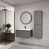 Denko Belgrad 81 cm (Çimento Gri) Banyo Dolabı Takımı ve Boy Dolabı thumbnail 1