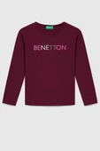 United Colors of Benetton Kız Çocuk  BNT-G23332 Uzun Kollu Tshirt Bordo thumbnail 1