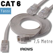 IRENIS 7,5 Metre CAT6 Kablo Yassı Ethernet Network Lan Ağ İnternet Kablosu thumbnail 6