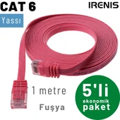 5 adet 1 Metre IRENIS CAT6 Kablo Yassı Ethernet Network Lan Ağ Kablosu thumbnail 9