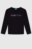 United Colors of Benetton Kız Çocuk  BNT-G23332 Uzun Kollu Tshirt Siyah thumbnail 1