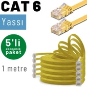 5 adet 1 Metre IRENIS CAT6 Kablo Yassı Ethernet Network Lan Ağ Kablosu thumbnail 1
