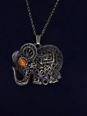 Doğal Taş Akik Doğal Taşlı Fil Modelli Antik Kadın Kolye euk43a thumbnail 1