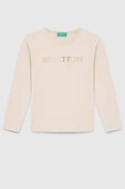 United Colors of Benetton Kız Çocuk  BNT-G23332 Uzun Kollu Tshirt Bej thumbnail 1