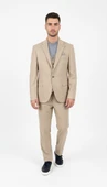 Plus Scorpion Ekru Fitilli Kadife Erkek Takım Elbise – 3 Parça Yelekli, Şık ve Modern Slim Fit Kesim thumbnail 1