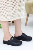 Emax Kadın Siyah Ortopedik Deri Terlik - Rahat Tabanlı Günlük Loafer Model thumbnail 4
