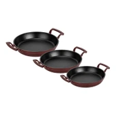 Lava Döküm Bordo 3’lü Sahan Seti (16-20-24 cm) – Şef Kalitesinde Lezzet ve Şıklık Bir Arada-Bordo thumbnail 2