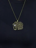 Doğal Taş Aytaşı Doğal Taşlı Fil Modelli Antik Kadın Kolye euk43ay thumbnail 3