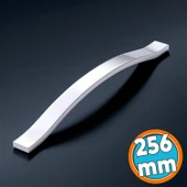 Mobilya Çekmece Dolap Kapak Kulpu Modern Mutfak Kulpları Kulp 256 mm Krom Gümüş Renk Metal thumbnail 1