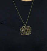 Doğal Taş Pembe Kuvars Doğal Taşlı Fil Modelli Antik Kadın Kolye euk43pk thumbnail 3